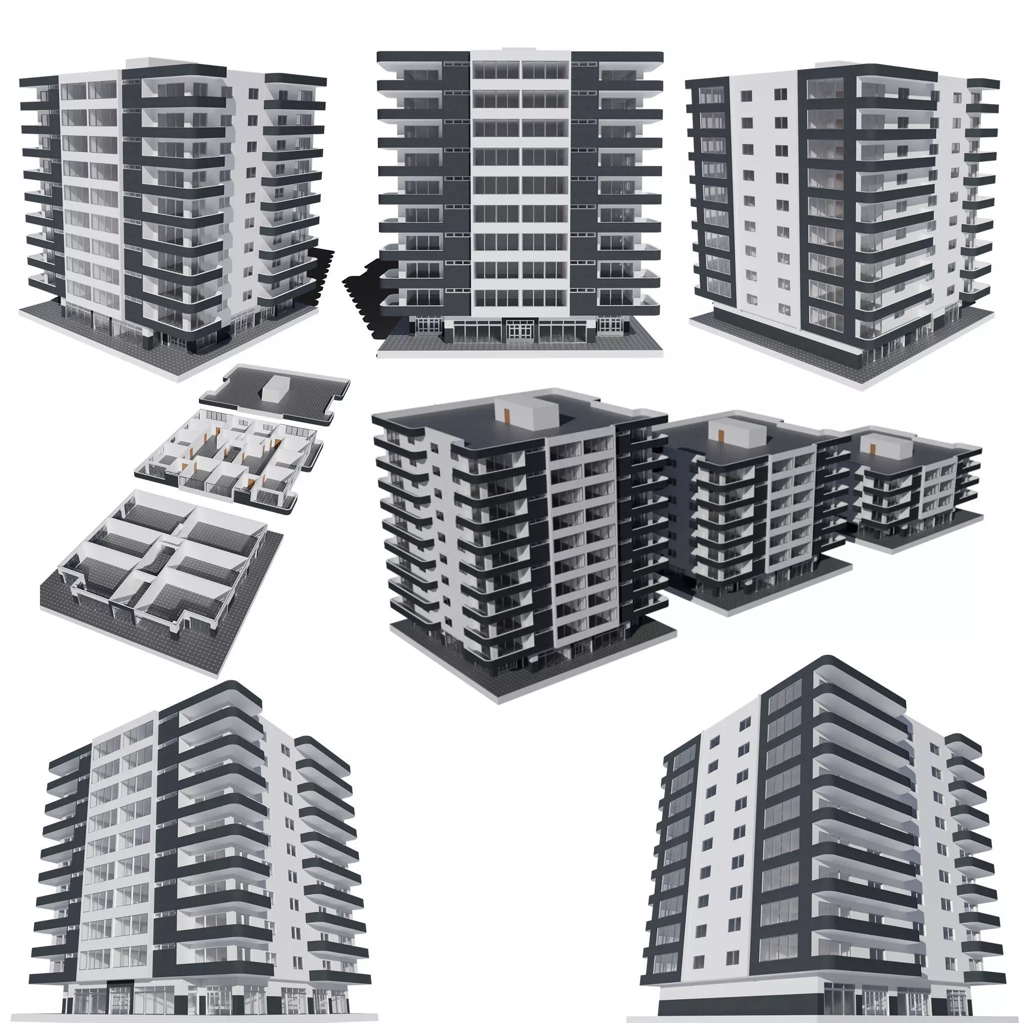 Residential Building with internal 5 3D model