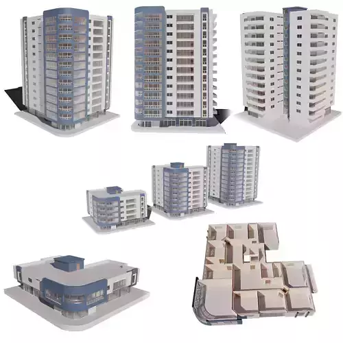 Residential Building with internal 6 3D model