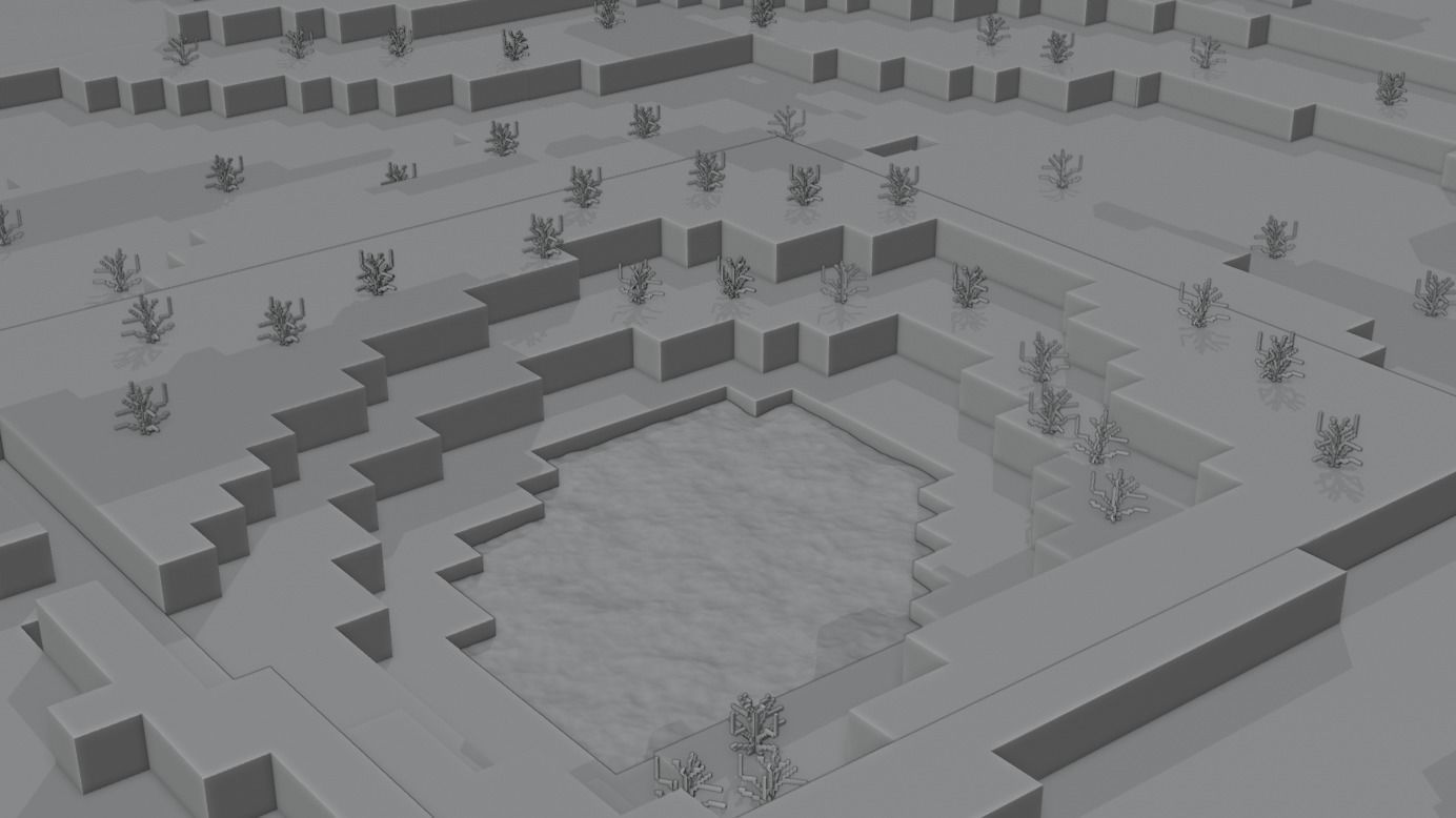 Minecraft 3D Realistic map with lake in middle Free low-poly 3D model_1