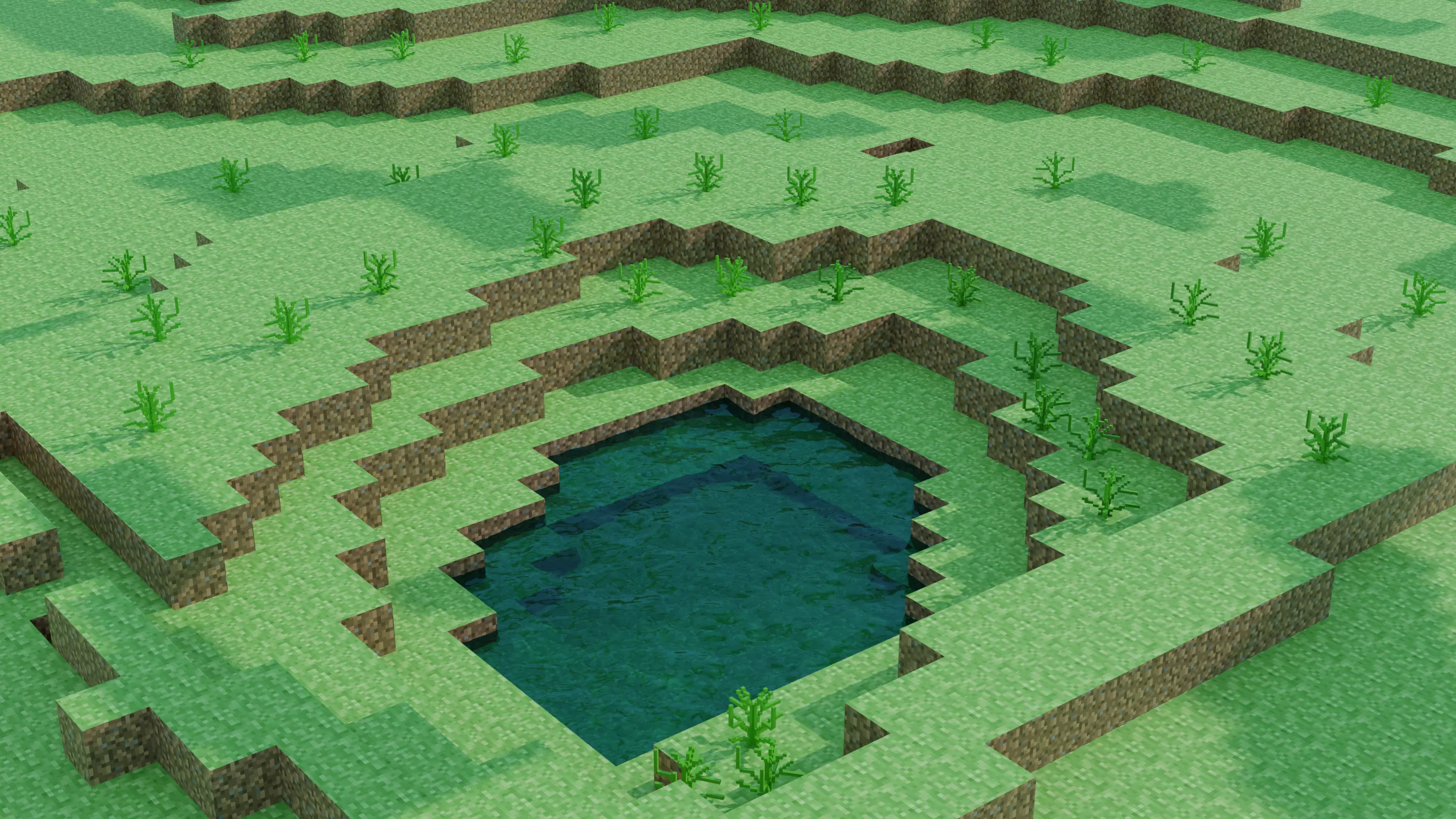 Minecraft 3D Realistic map with lake in middle Free low-poly 3D model_0