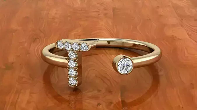 Jewelry Alphabet Ring T