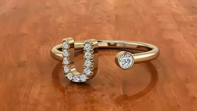 Jewelry Alphabet Ring  U