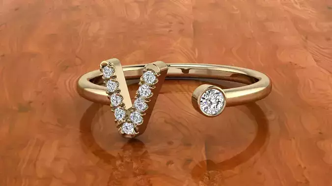 Jewelry Alphabet Ring V
