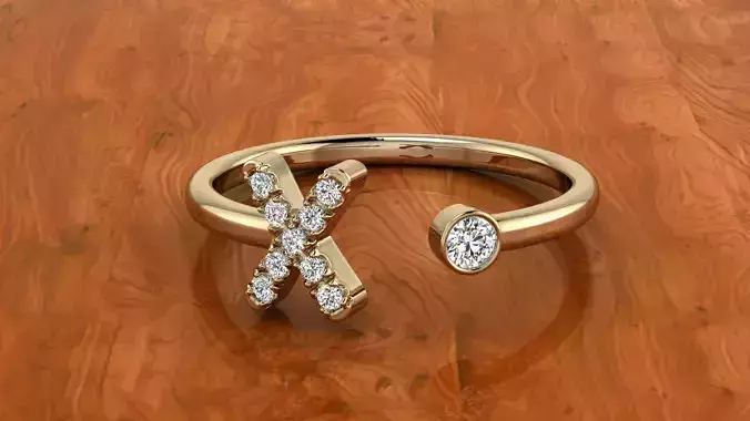 Jewelry Alphabet Ring X