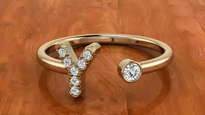 Jewelry Alphabet Ring Y