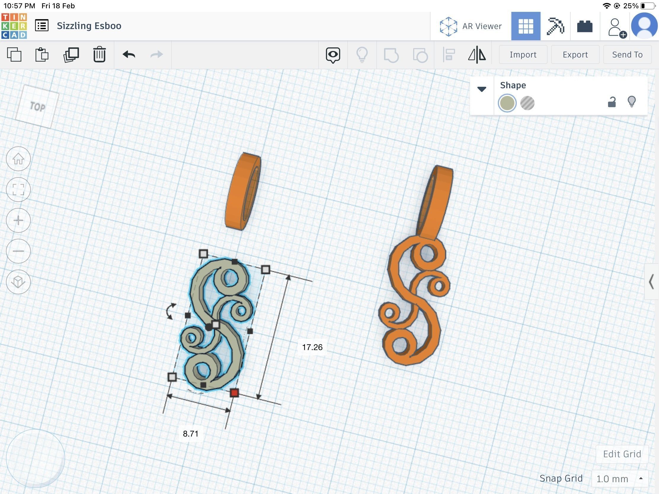 Modern pendant stl 3D print model_4