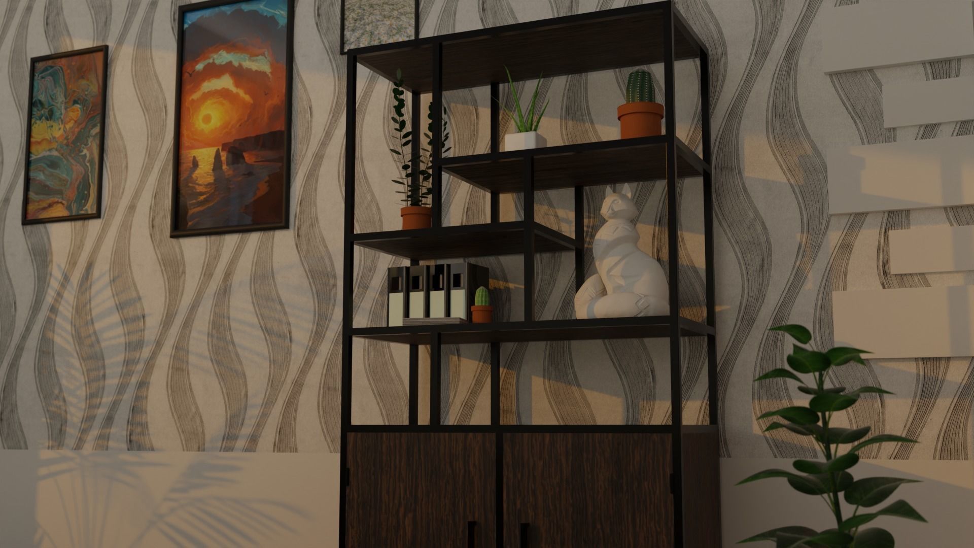 Bookshelf modern 3D model_1