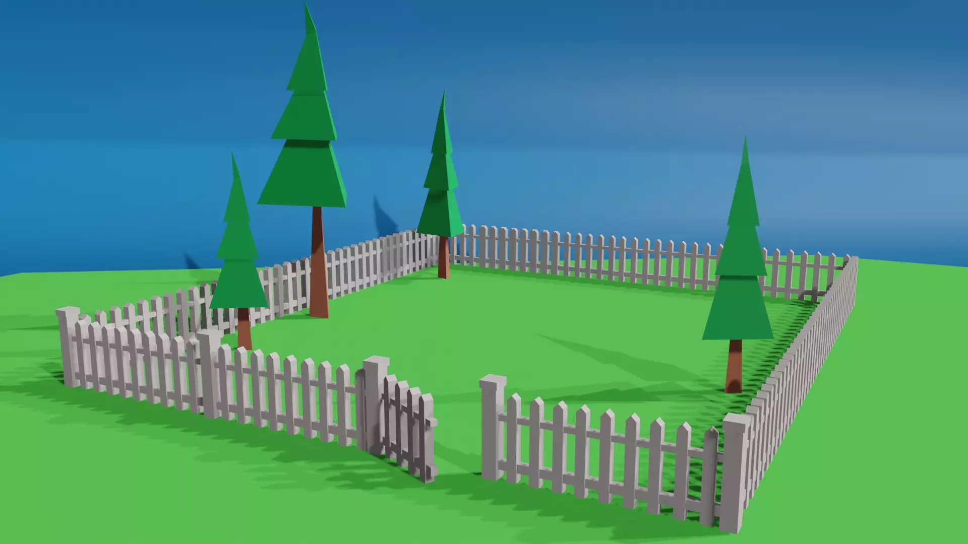 Fence Low Poly Pine Low Poly 3D model Free low-poly 3D model