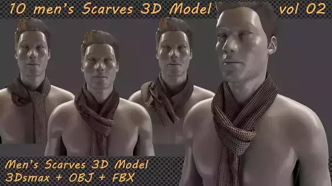 10 Mens Scarves 3D Model - vol 02