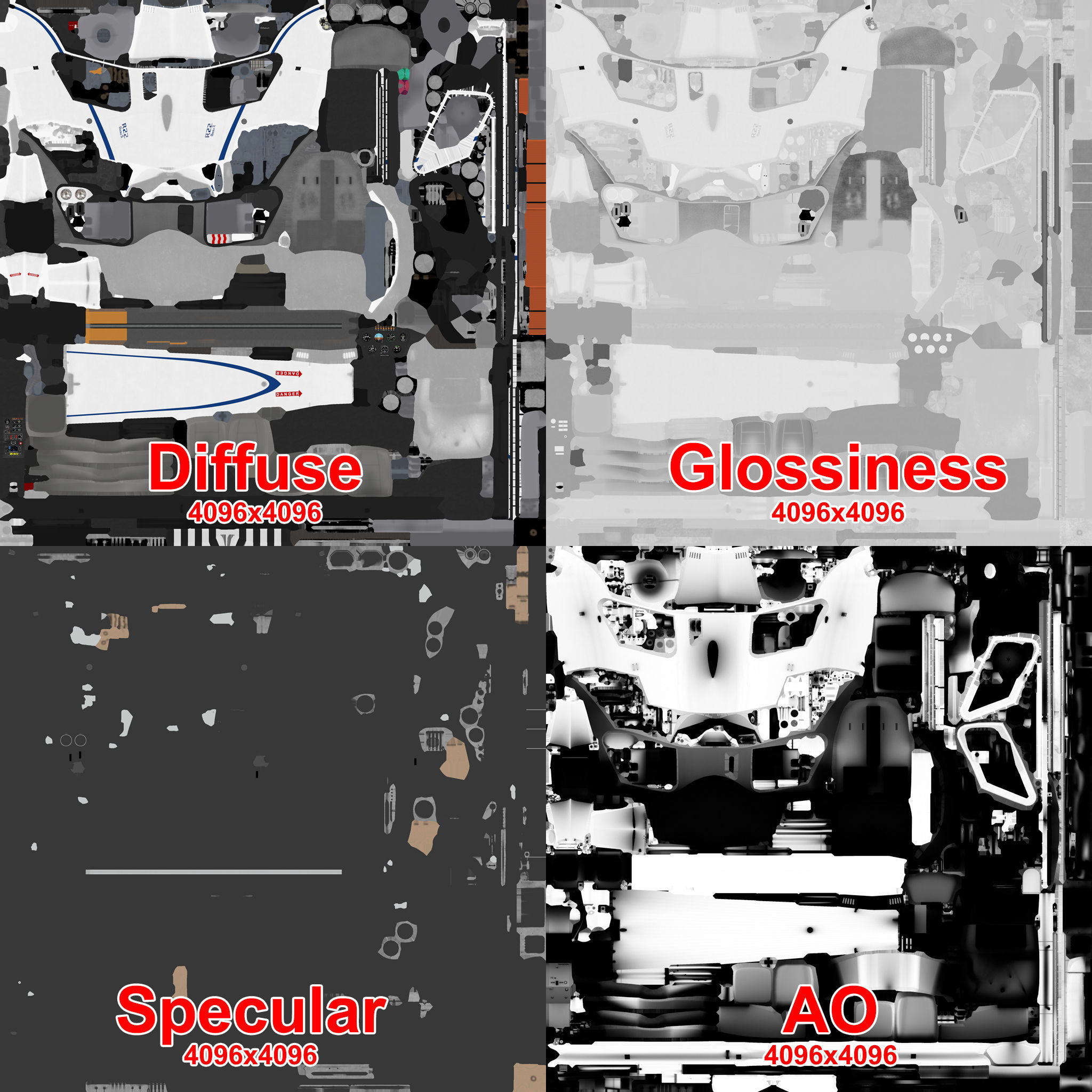 Robinson R22 White Basic Animation Low-poly 3D model_21
