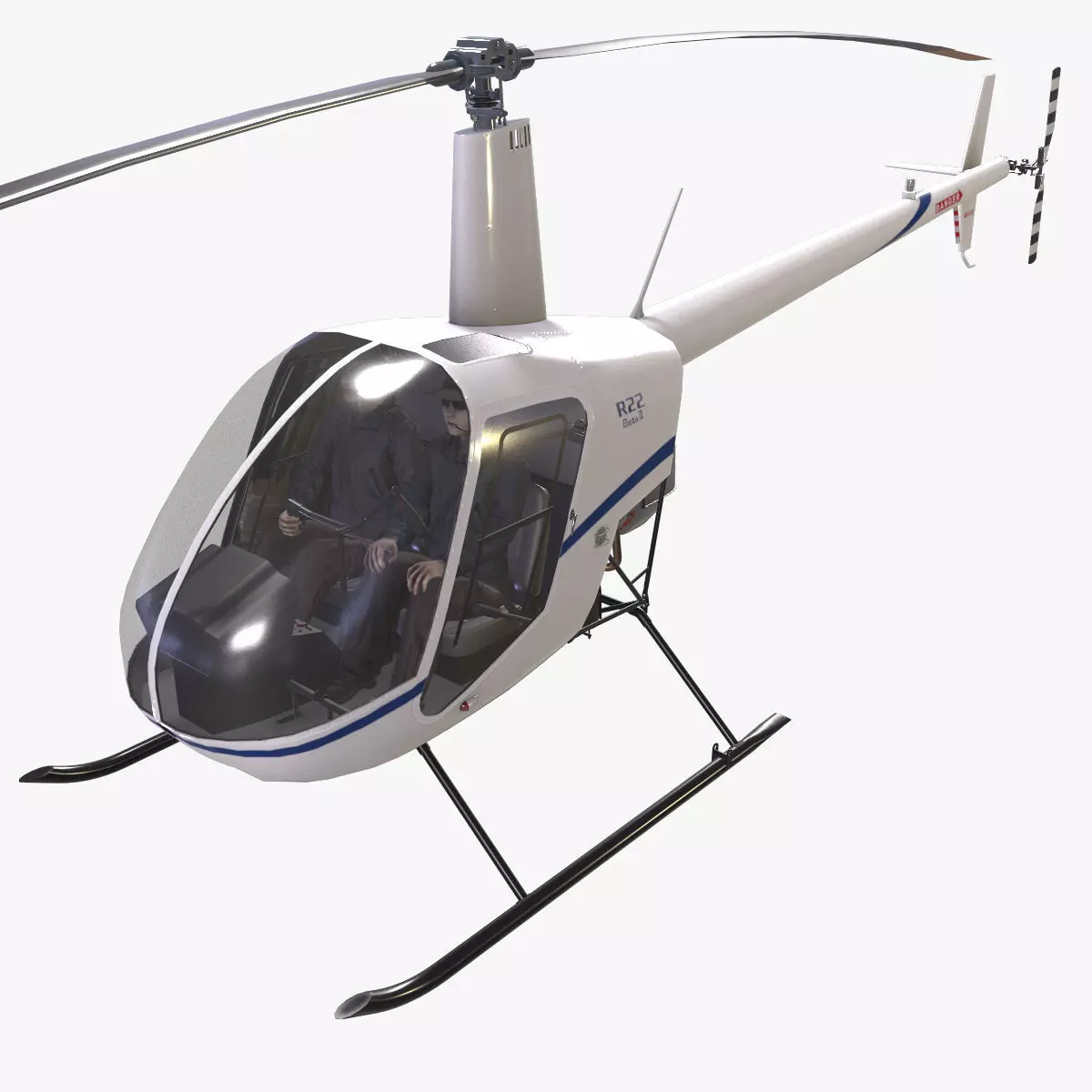 Robinson R22 White Basic Animation Low-poly 3D model_0