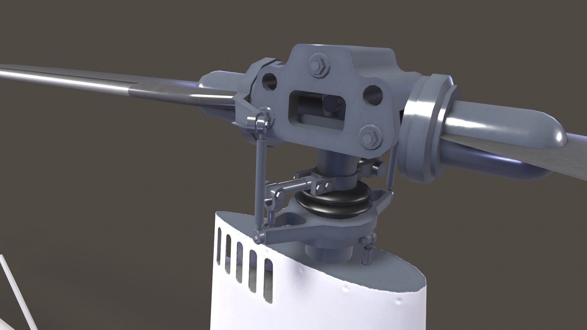 Robinson R22 White Complex Animation Low-poly 3D model_10