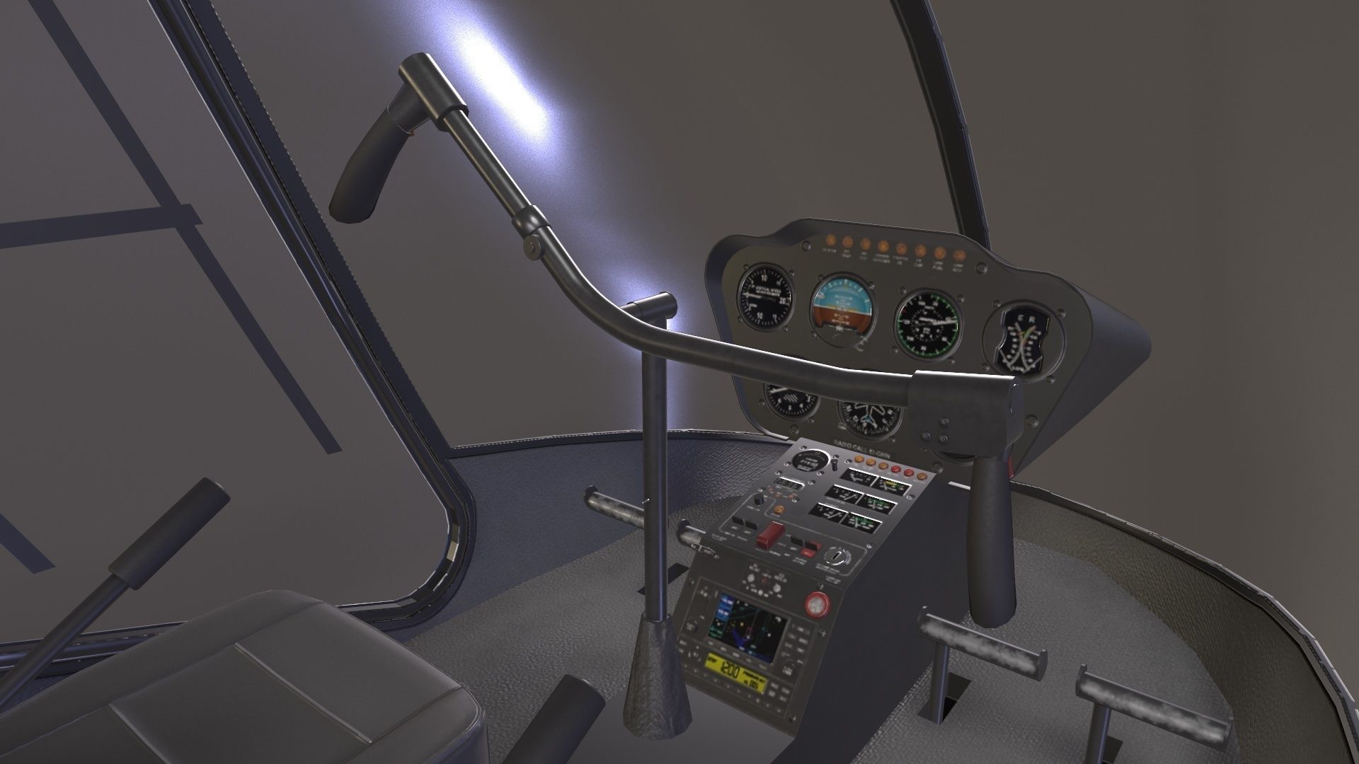 Robinson R22 White Static Low-poly 3D model_7