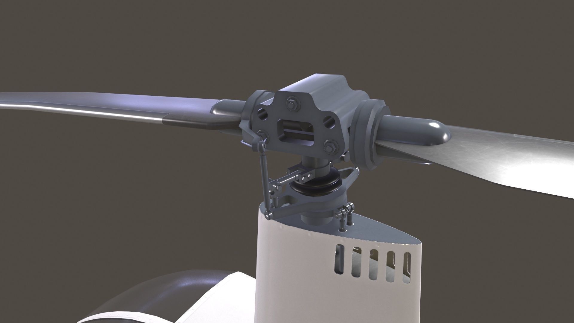 Robinson R22 White Static Low-poly 3D model_8