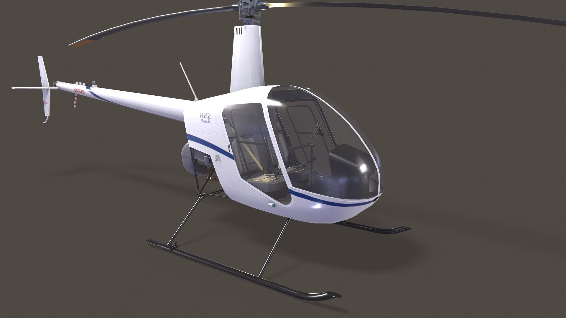 Robinson R22 White Static Low-poly 3D model_5