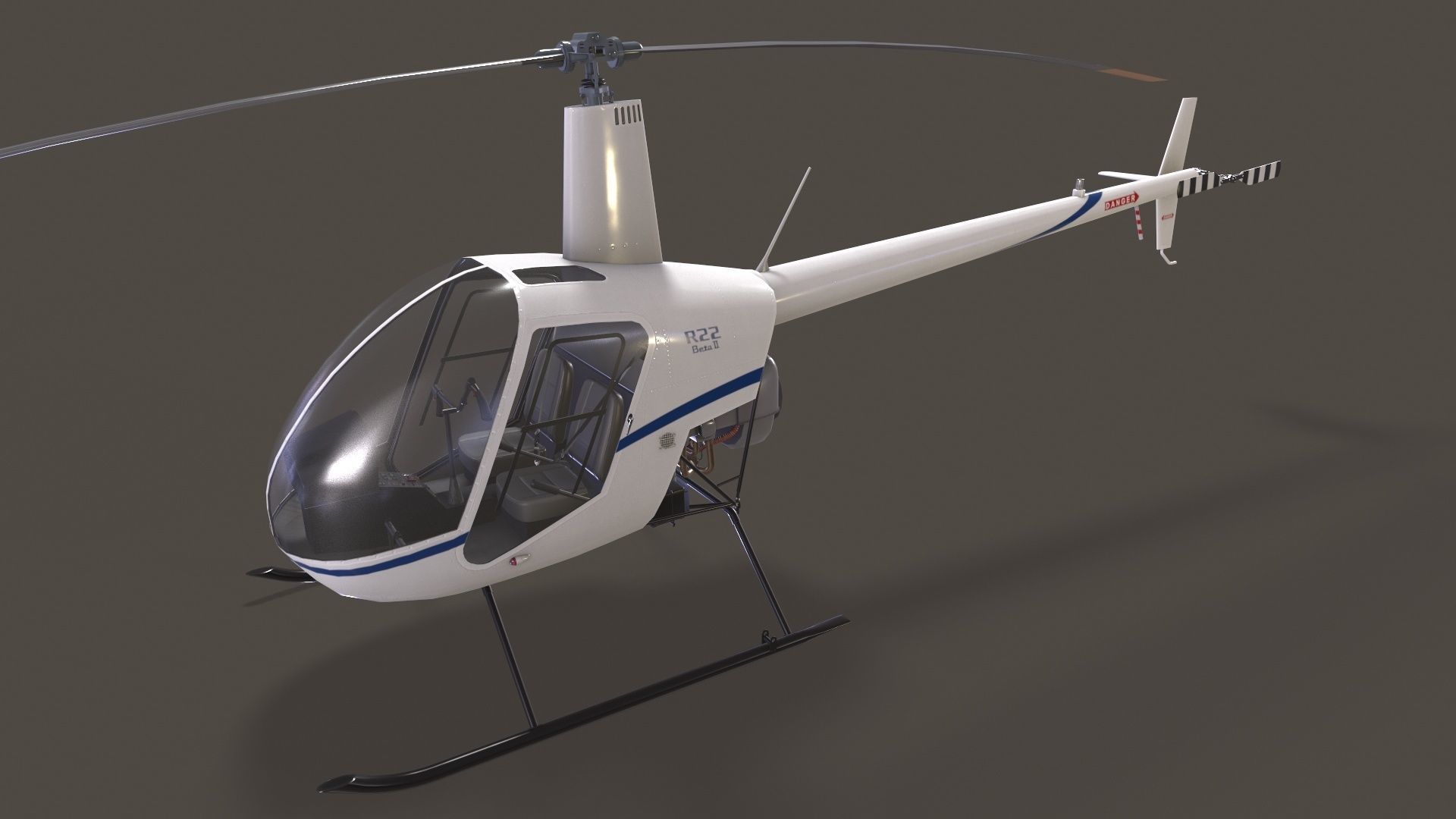 Robinson R22 White Static Low-poly 3D model_2