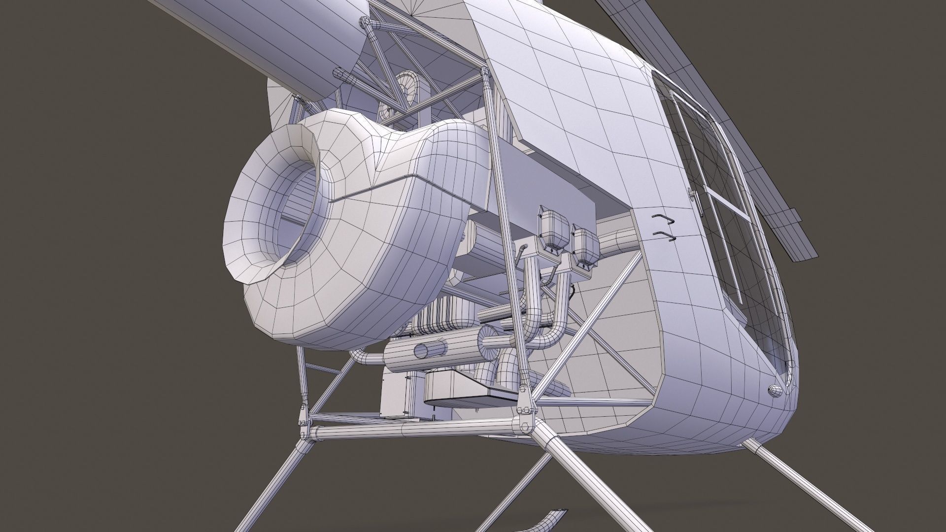 Robinson R22 White Static Low-poly 3D model_14