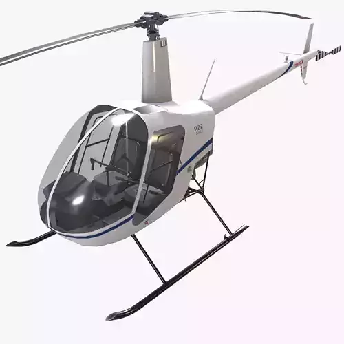 Robinson R22 White Static Low-poly 3D model