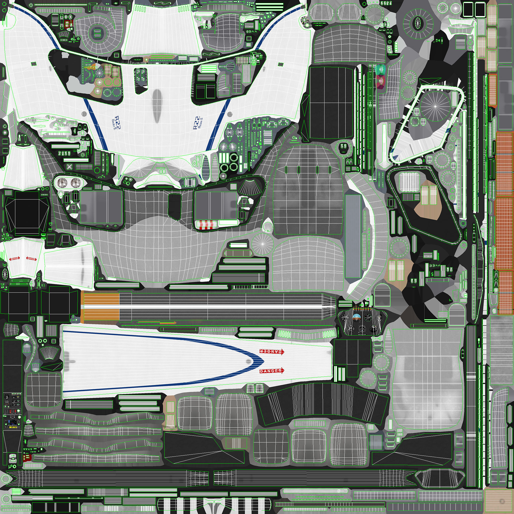 Robinson R22 White Static Low-poly 3D model_20