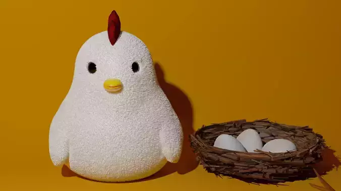 Chicken - Eggs - Nest - 3D Model Download 3D model