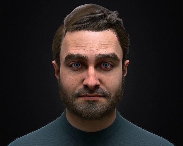 Realistic male head 3D model