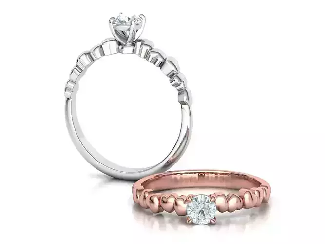 Solitaire Heart Ring Promise Ring with 4mm stone