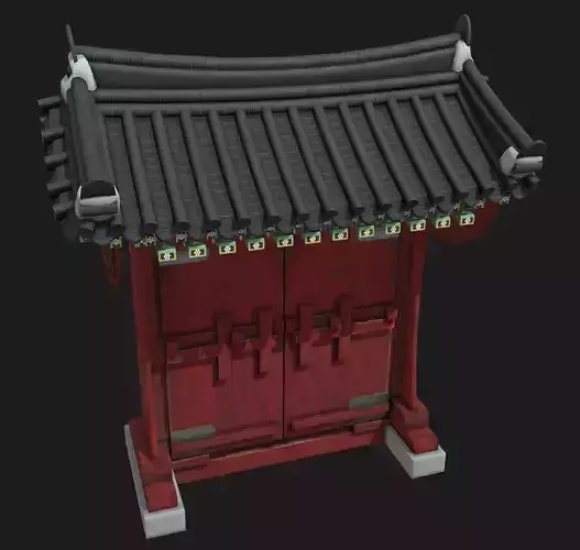 Korean Traditional House Hanok Door 02 Low-poly 3D model