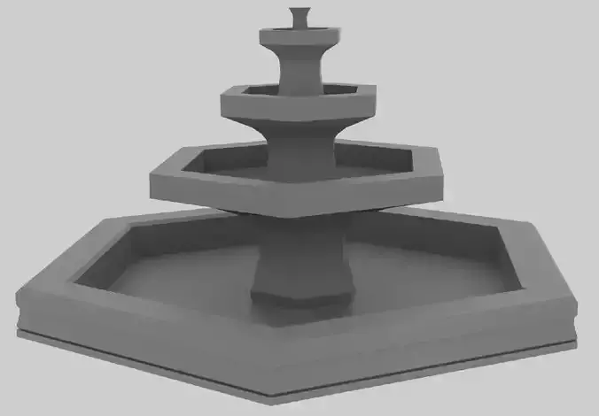 Low Poly Fountain three tiered