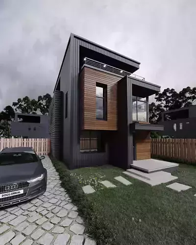 Realistic Modern Villa Exterior 3D model