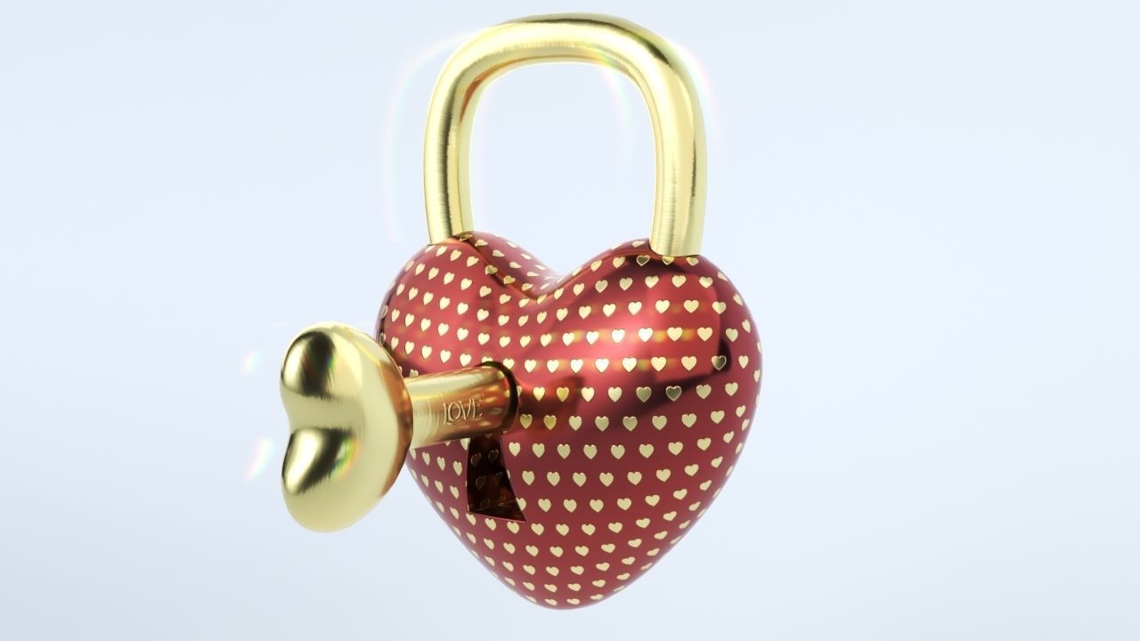 Heart shaped Lock for Valentines Day Low-poly 3D model_2