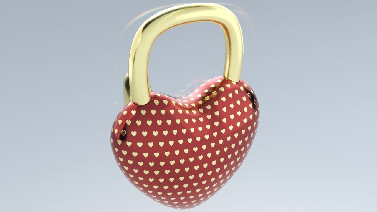 Heart shaped Lock for Valentines Day Low-poly 3D model_12