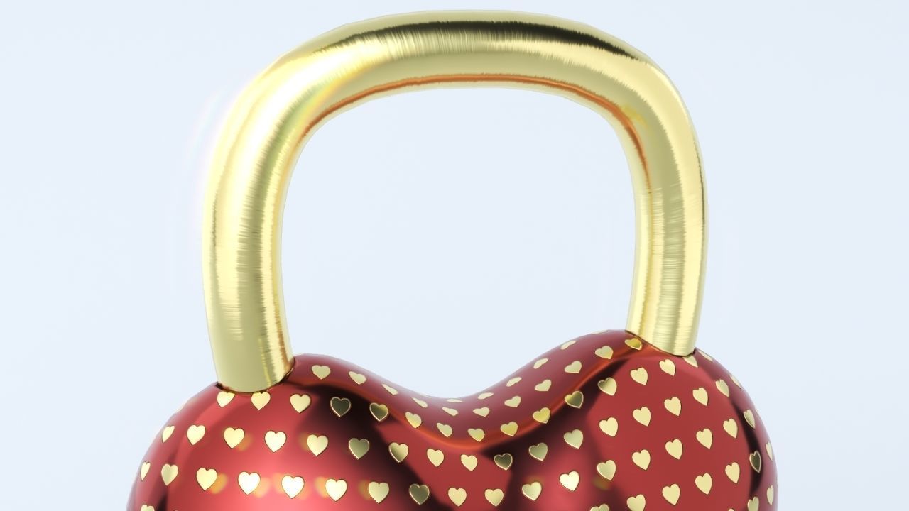 Heart shaped Lock for Valentines Day Low-poly 3D model_16