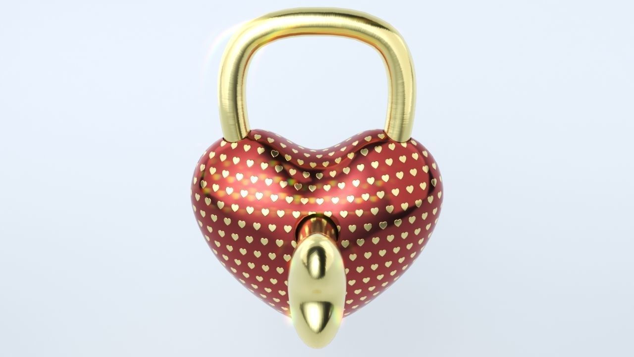 Heart shaped Lock for Valentines Day Low-poly 3D model_4