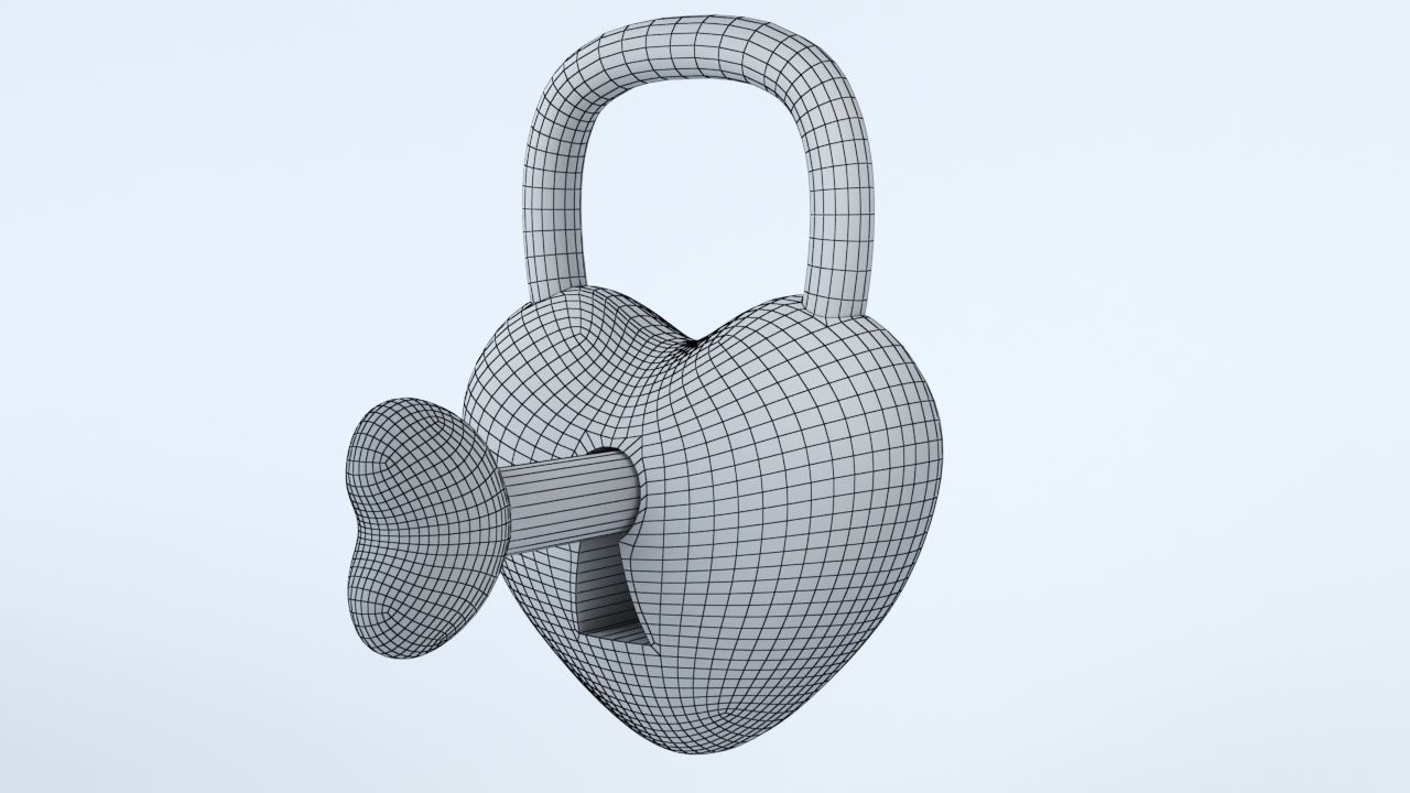 Heart shaped Lock for Valentines Day Low-poly 3D model_3
