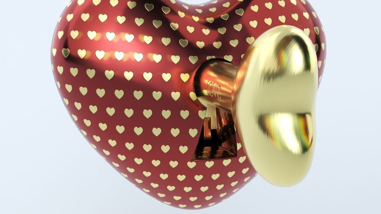 Heart shaped Lock for Valentines Day Low-poly 3D model_14