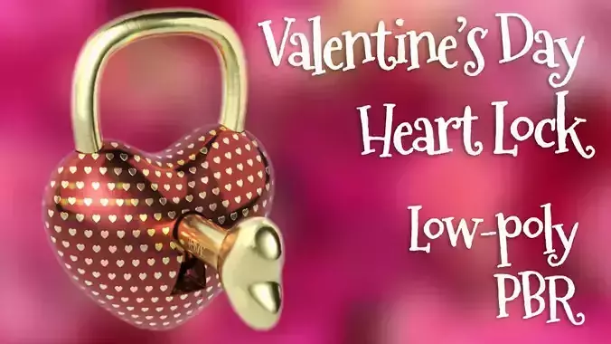 Heart shaped Lock for Valentines Day Low-poly 3D model