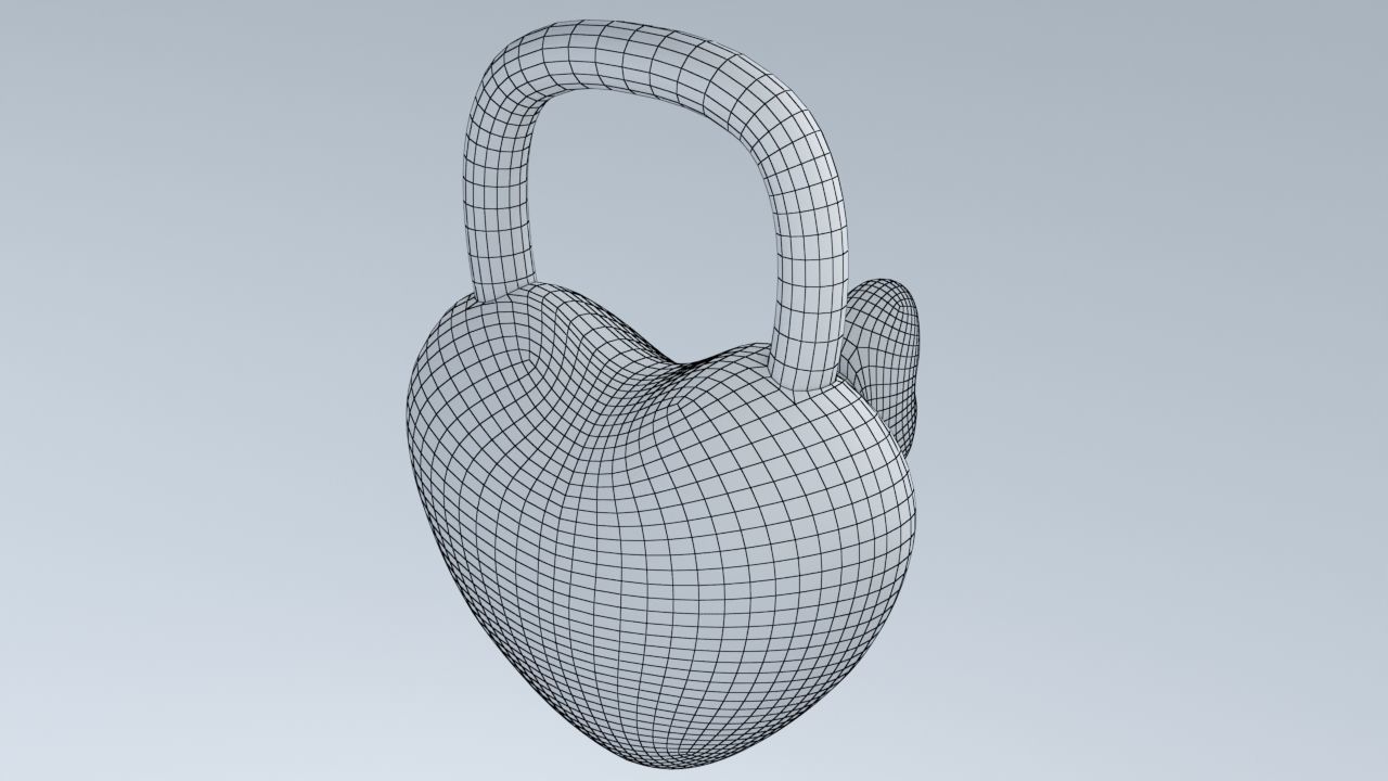 Heart shaped Lock for Valentines Day Low-poly 3D model_11