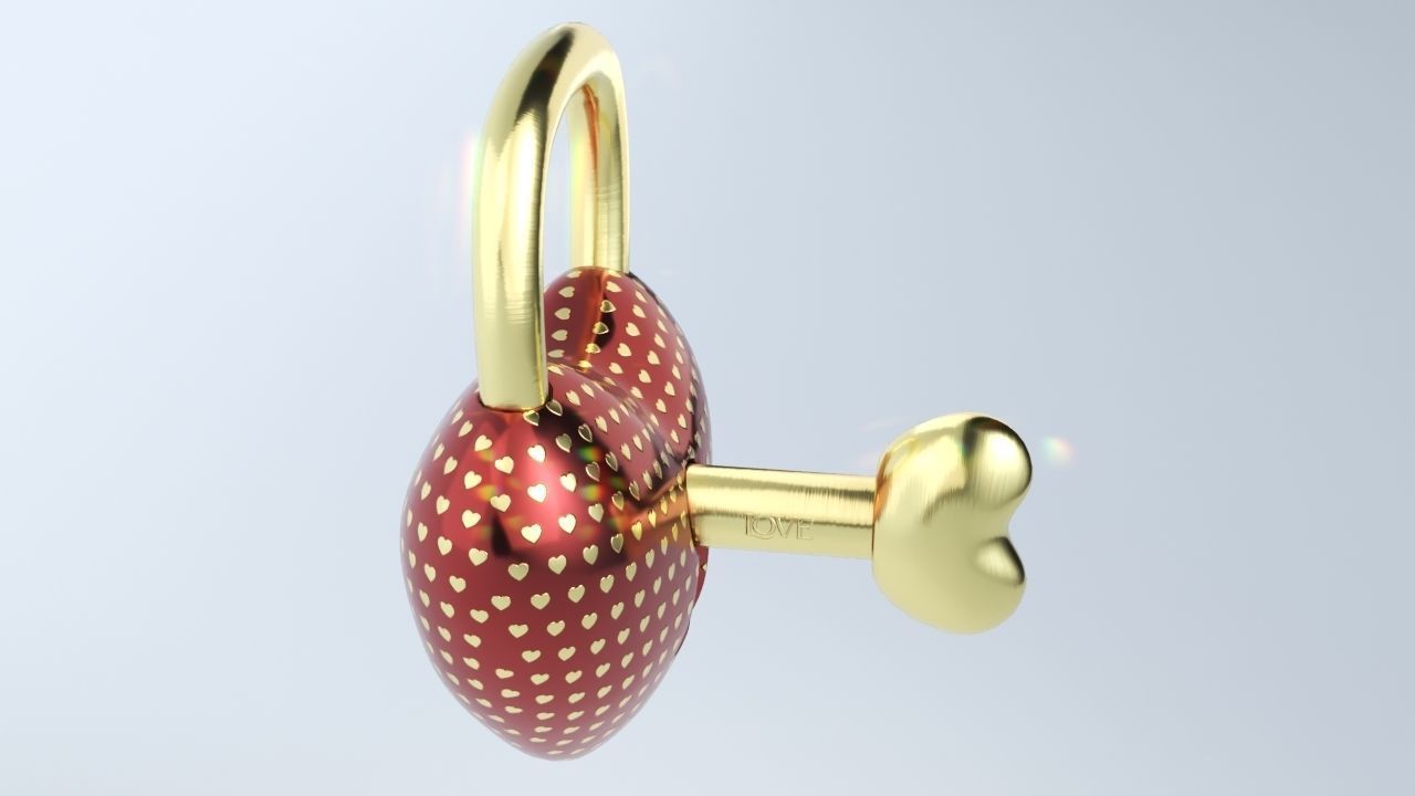 Heart shaped Lock for Valentines Day Low-poly 3D model_8