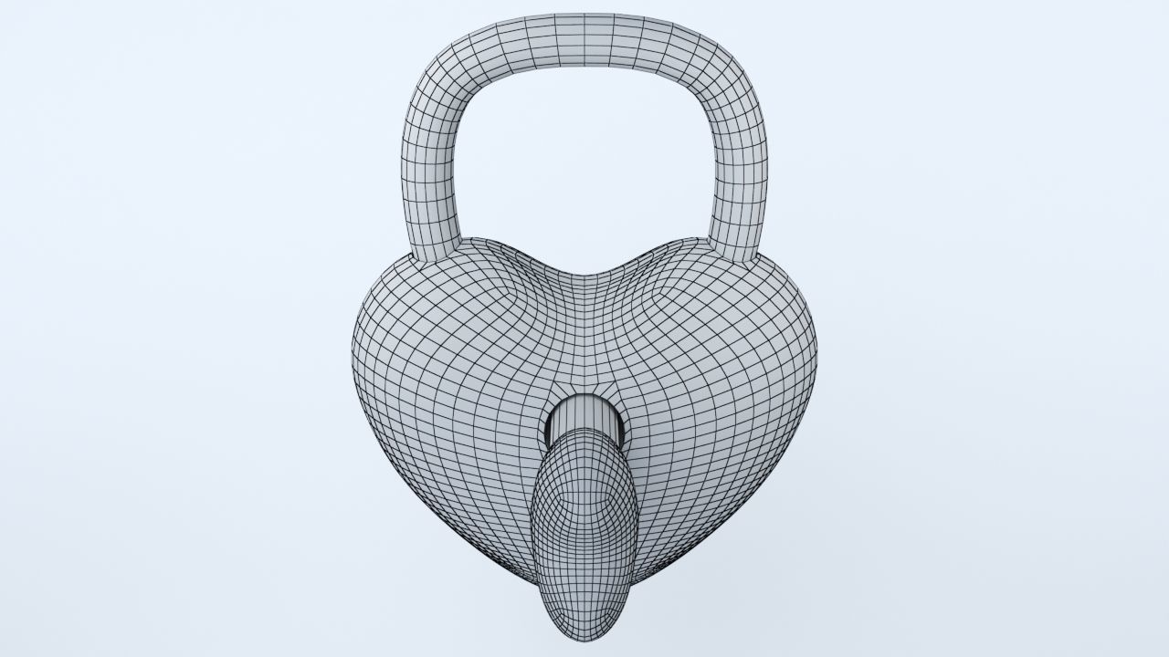 Heart shaped Lock for Valentines Day Low-poly 3D model_5