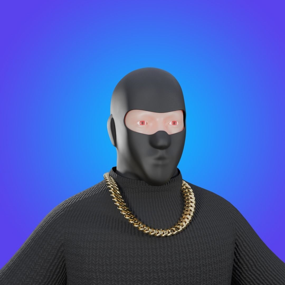 3D NFT BALACLAVA Stylized Character Free low-poly 3D model Free low-poly 3D model_12