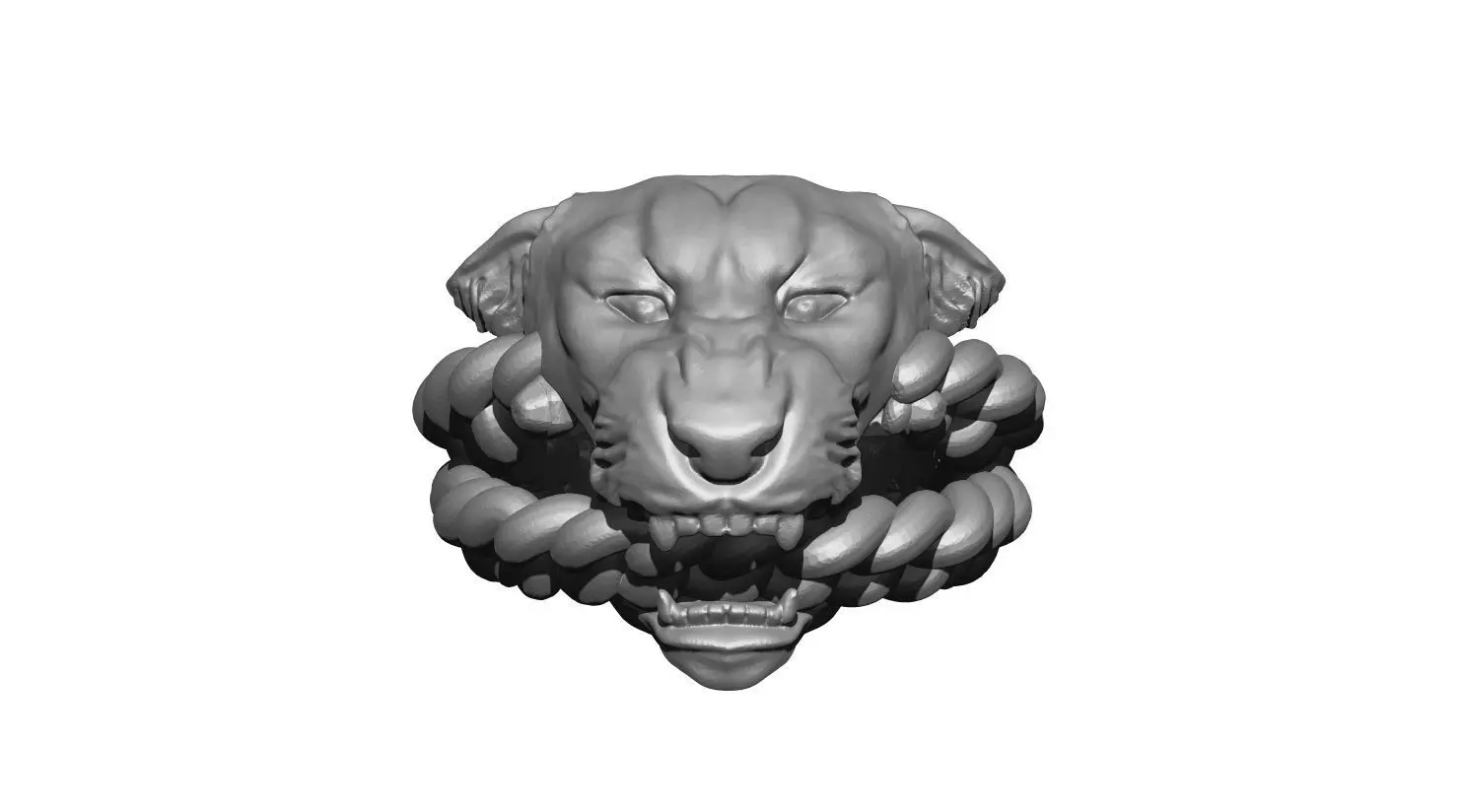 Roar Lion Ring with chain 3D print model_0