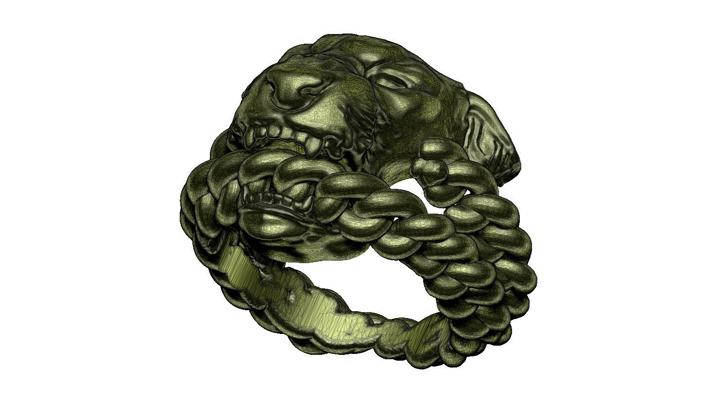 Roar Lion Ring with chain 3D print model_4