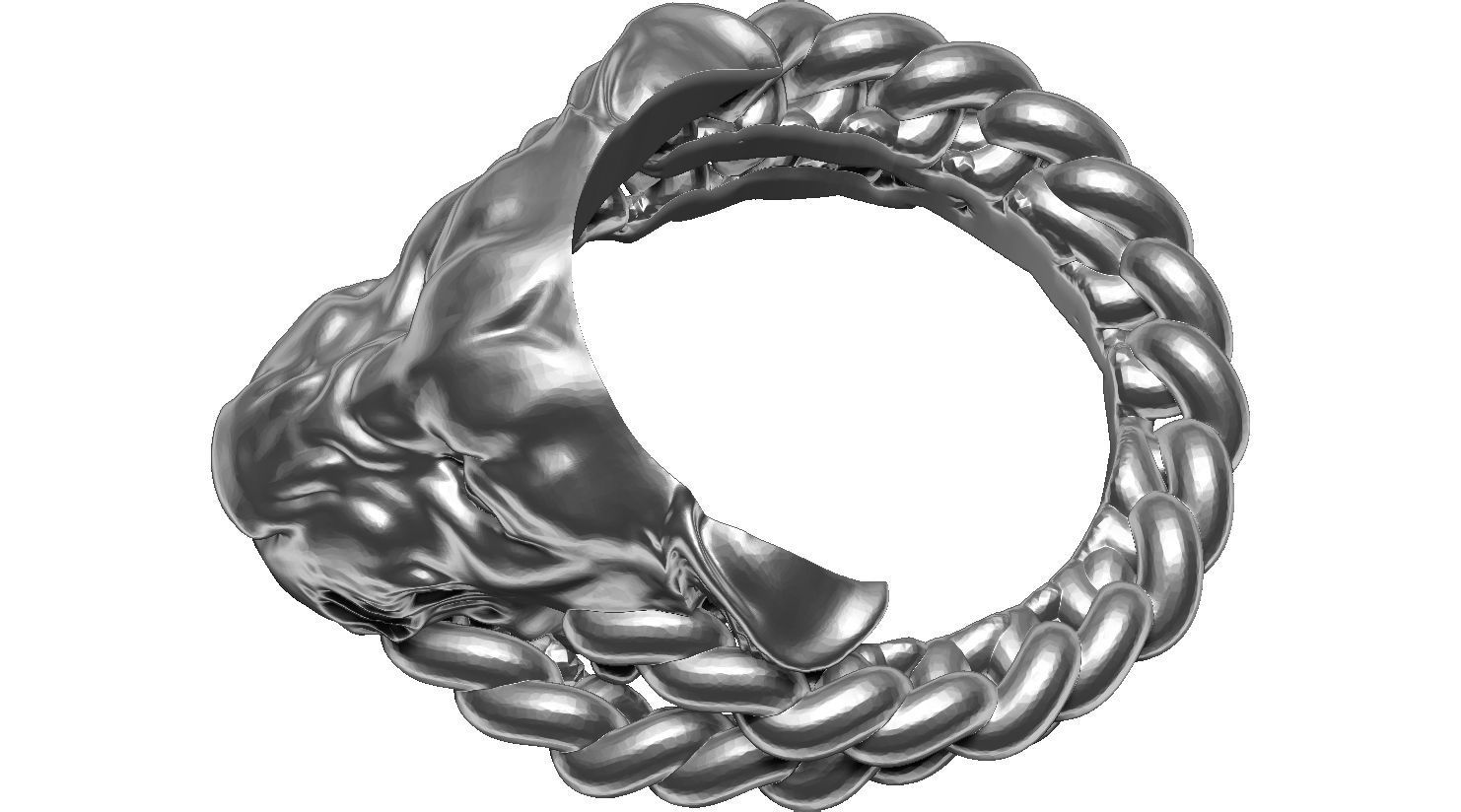 Roar Lion Ring with chain 3D print model_3