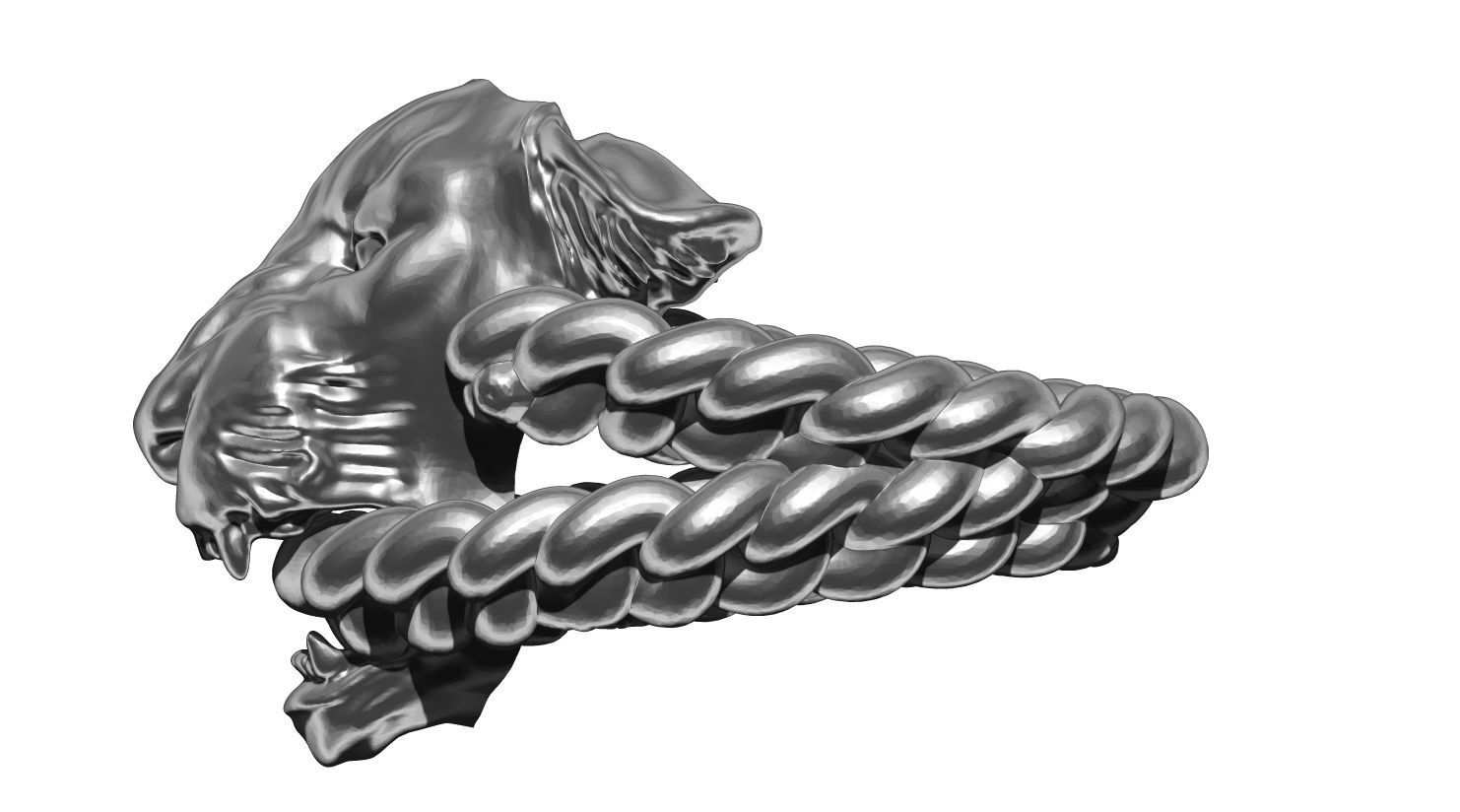 Roar Lion Ring with chain 3D print model_2