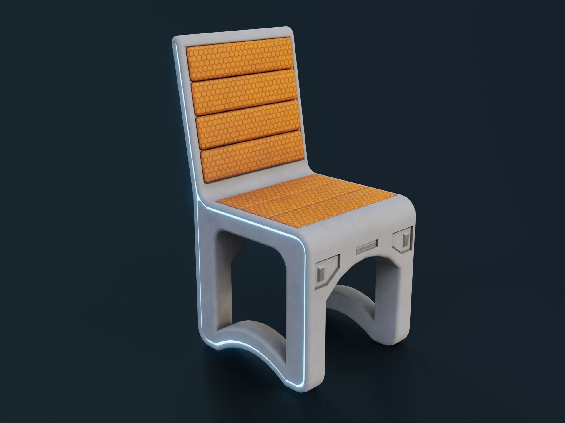 Sci-Fi Chair Low-poly 3D model_2