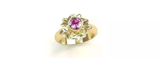 Size 7 Flower Ring Bezel Set Gem Gold Silver Platinum Jewelry