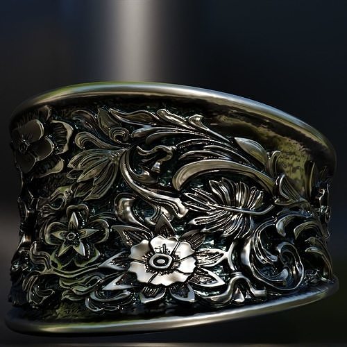 acanthus flowers ring - baroque 3D print model