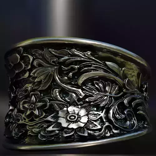 acanthus flowers ring - baroque 3D print model