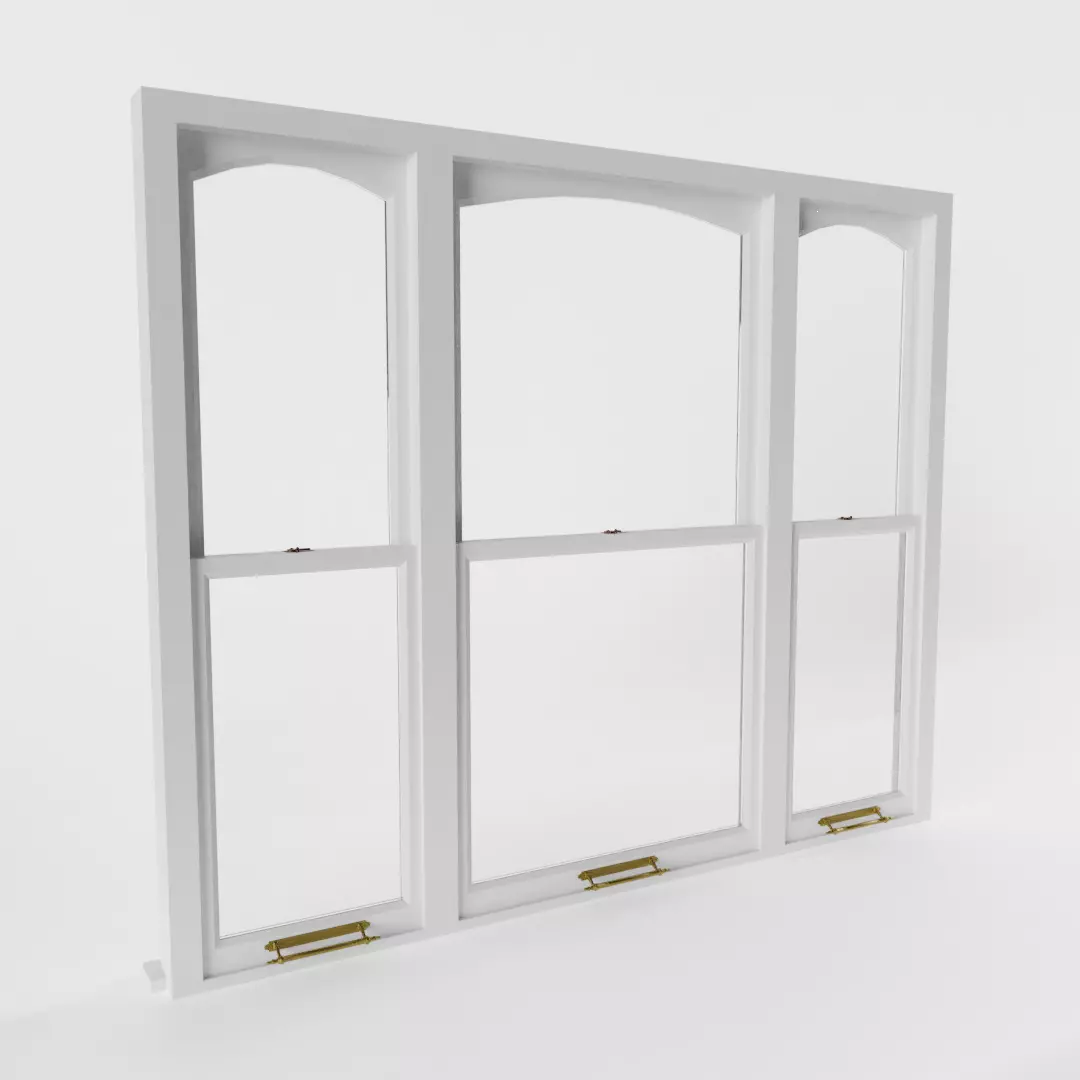 Triple Sash Window 3D model_0