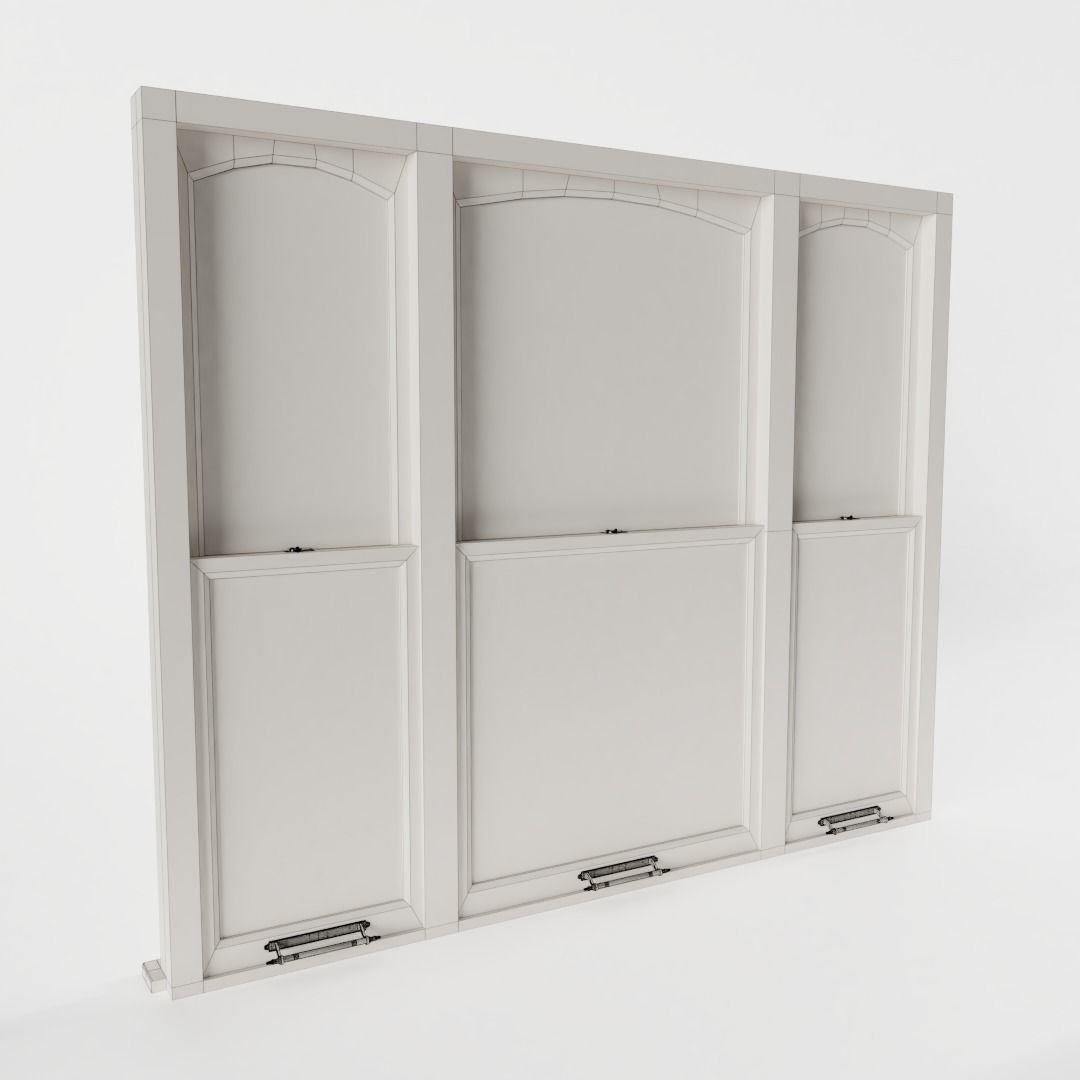 Triple Sash Window 3D model_6